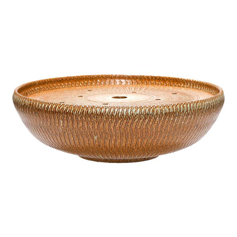 听壶居日式圆形粗陶宜兴手工茶盘