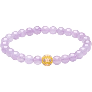 周六福黄金转运珠手串女5d硬金定价十二花神紫水晶紫气东来官方