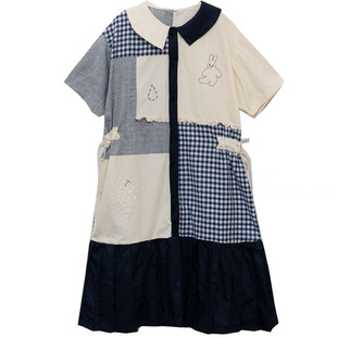 期望Studio日系女孩夏季小个子减龄甜美长款裙子格纹衬衣连衣裙女