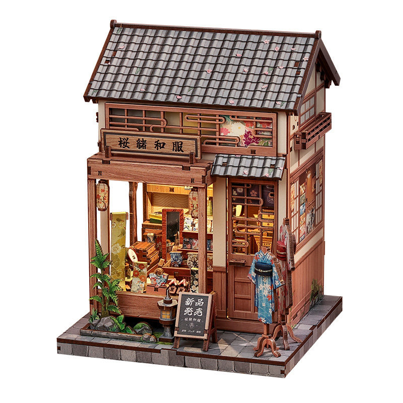 CuteBee樱绪和服手工小屋日式diy小房子微缩木质模型拼装圣诞礼物
