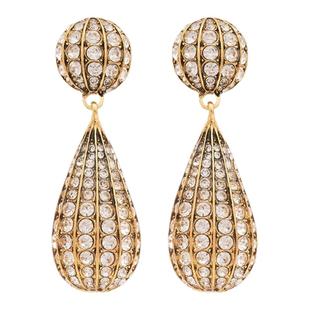 银针镶钻条纹椭圆水滴耳环夸张高级感耳钉欧美复古耳饰小众高级感