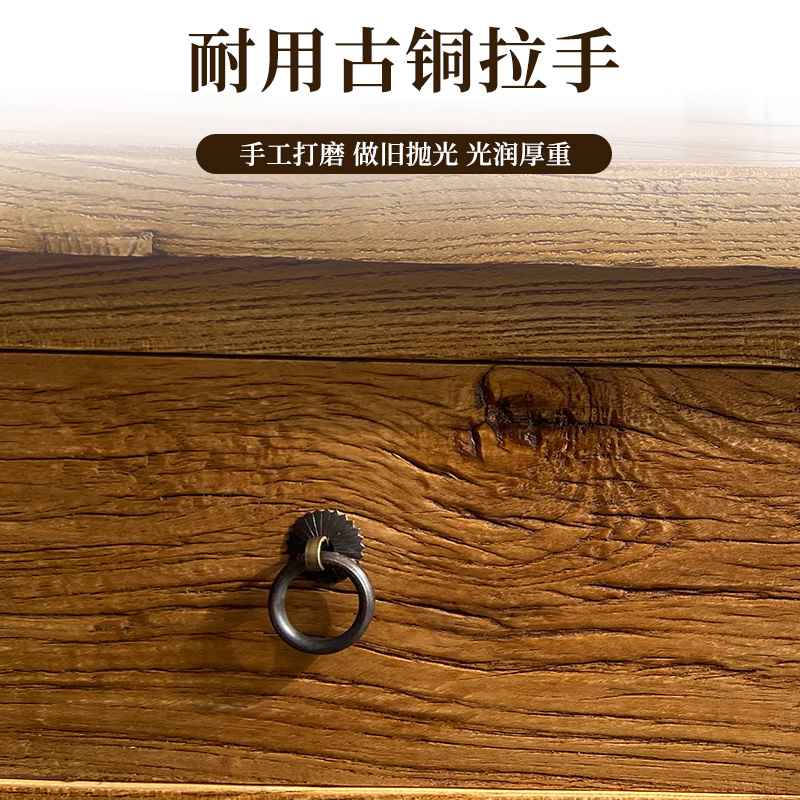 7T老榆木家具实木餐边柜现代中式玄关收纳柜子家用复古储物柜子定