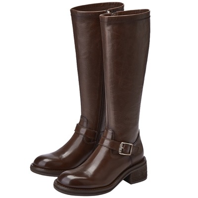 73hours复古粗跟骑士靴