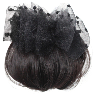 云朵网纱抓夹丸子头假发女高颅顶花苞盘发神器增发蓬松氛围感发圈