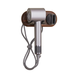 吹风机支架卫生间免打孔风筒置物架家用浴室电吹风黑胡桃木挂架