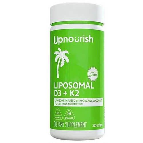 【2瓶】美国Upnourish 5000IU维生素D3K2 胶囊骨骼健康365粒/瓶