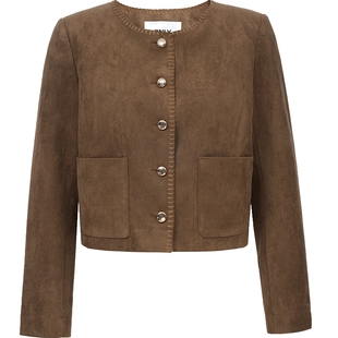 【小香风】ONLY2026春季新款手工锁边圆领贴袋金属纽扣西服外套女