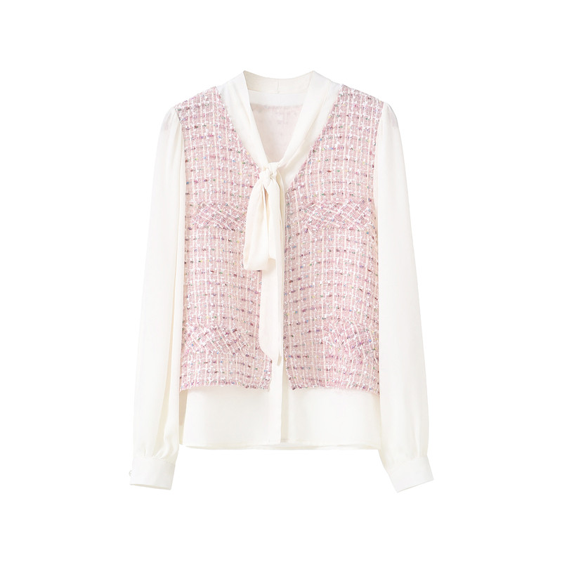 休闲百搭假两件衬衫女春洋气小衫