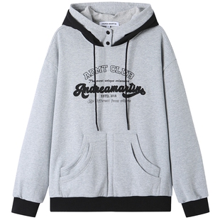 【丁程鑫同款】ANDREA MARTIN冬新款假两件分割口袋落肩卫衣