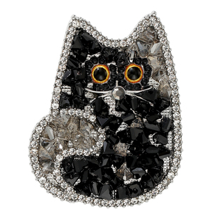可爱双色黑猫胸针女创意水晶胸花高级感别针气质西装外套毛衣配饰