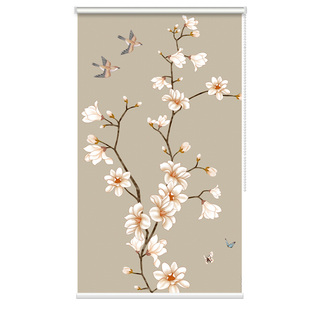 新中式卷帘窗帘升降遮光隔断帘免打孔卷拉式复古屏风帘禅意遮挡帘