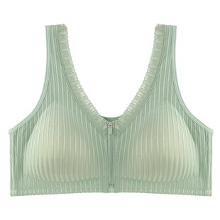 妈妈内衣女拉链文胸无钢圈背心式胸罩中老年人妇女大胸大码夏薄款