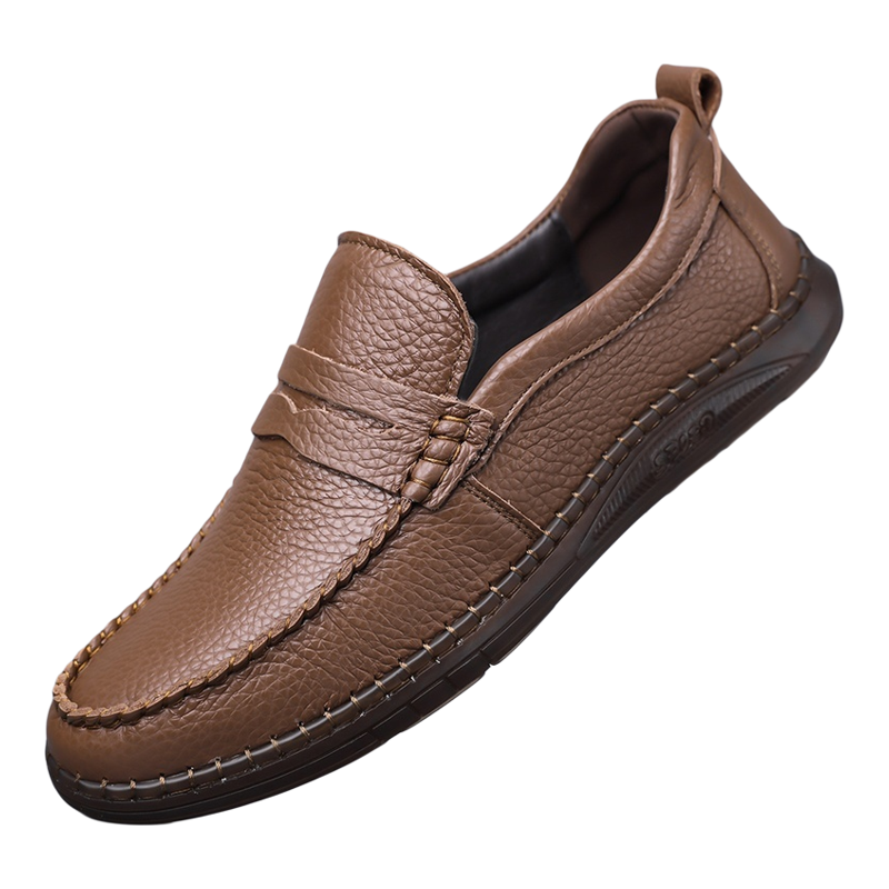 男鞋2025新款男士休闲皮鞋头层牛皮一脚蹬防滑耐磨百搭真皮休闲鞋