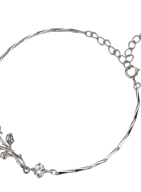 吴越老银铺足银999玫瑰花手链