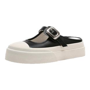 St&Sat/星期六春夏皮带扣圆头浅口增高厚底包头拖鞋女SSC1114C0O