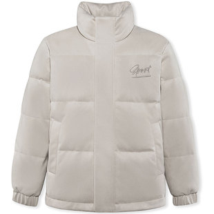 森马羽绒服男质感仿麂皮2024冬季新款绣花绒面短款外套情侣面包服