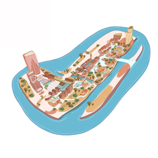 手绘地图定制乡村城市文旅景区地图校园导览图游戏闯关地图设计