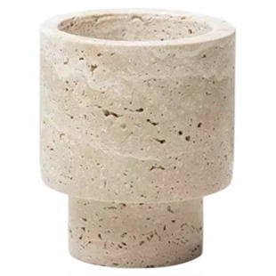 新中式黄洞石小花瓶插花酒店洽谈桌茶几花艺书桌花器侘寂风小桌花