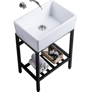 免打孔新款无龙头孔洗手盆不靠墙落地式洗脸盆简易不带龙头孔陶瓷