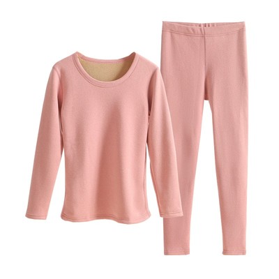 保暖内衣加厚德绒圆领简约女士