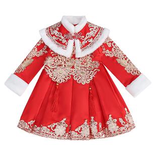 拜年服女童汉服秋冬2025新款中国风儿童宝宝新年唐装喜庆衣服冬季