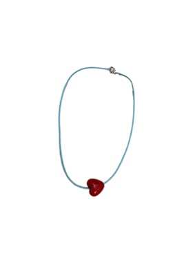 云岛有羊ins红蓝撞色爱心项链女~