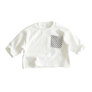 儿童韩版宽松个性潮T恤 男女宝宝春秋长袖打底衫软糯弹力时髦上衣