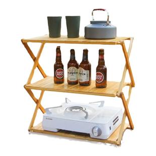 户外露营折叠置物架自驾游野餐桌面多层便携式野营收纳餐具小桌子