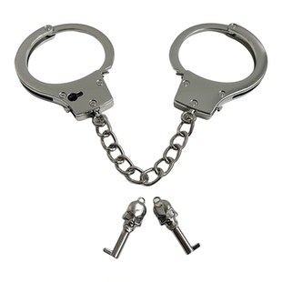 手铐玩具手镯手铐加厚不锈钢手拷玫瑰金脚铐影视道具铁手扣