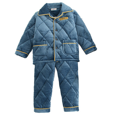 冬季加厚款珊瑚绒夹棉开衫家居服