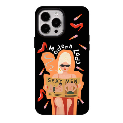 时尚摩登女郎适用苹果17promax手机壳iphone16pro菲林磁吸支架个性华为P80小米15小众vivo防摔保护壳oppo轻奢