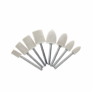 羊毛磨头金属玉石镜面抛光圆柱圆锥打磨头3柄抛光羊毛毡轮电磨头