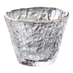 冰冻描金玻璃小茶杯套装日式锤纹杯子个人专用茶道品茗杯功夫茶具