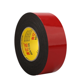 奔亿达PE红膜黑色海绵泡沫泡棉加厚双面胶高粘度强力固定墙面铭牌粘贴铝板广告牌铝合金KT板不锈钢工业用胶带