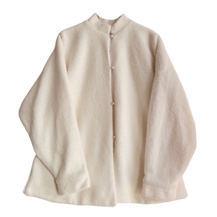 汉墨记汉服岁岁暖明制立领对襟短袄加绒加厚纯色弓袋袖带口袋秋冬