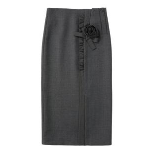 【MARCHEN】蕾虎时尚潮流通勤气质简约高级书信玫瑰半裙labelhood