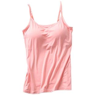 莫代尔吊带背心女带胸垫 免穿文胸罩杯一体式bra大码内衣外穿夏季