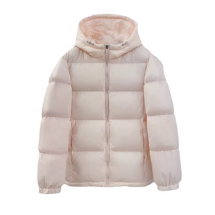 90白鸭绒短款连帽羽绒服女秋冬季新款甜美可爱宽松显瘦面包服外套