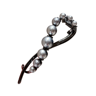 金属珠珠冷淡风发夹高级感气质一字发夹青蛙扣2024新款简约扭扭夹