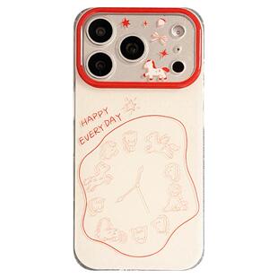 由里公园ins可爱简约新年红线条小马时钟17适用17pro苹果17ProMax手机壳iPhone16全包14新款16Promax保护套女