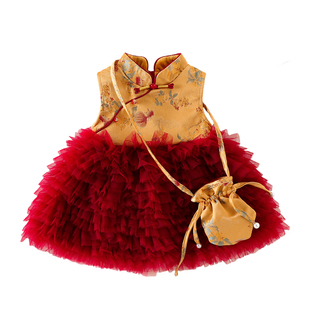 女童冬装连衣裙2025新款儿童裙子婴幼儿加绒加厚衣服背心裙