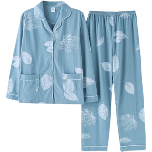 春秋季睡衣女中老年中年妈妈纯棉长袖加大码老年人家居服全棉套装