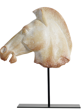 京茵马头雕塑艺术做旧装饰摆件