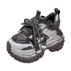 森马鞋子女2026新款爆款9CM增高显脚小厚底小个子黑色老爹鞋女鞋