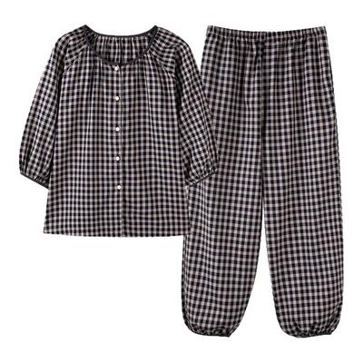 睡衣女士春夏梭织棉七分袖家居服