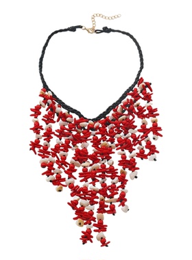 欧美夸张大牌手工编织长款项链