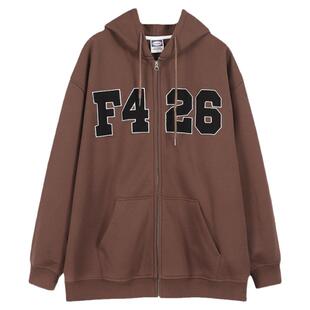 【F426官方店】国潮牌春季情侣嘻哈四色大LOGO开衫高级宽松卫衣