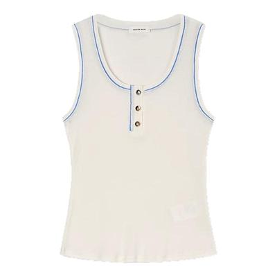 CONCISE-WHITE春夏日常休闲女士时尚金扣拼色背心银泰百货301257