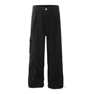 XBRO日系复古显瘦宽松灯笼裤男女直筒多口袋垂感拖地可束脚工装裤