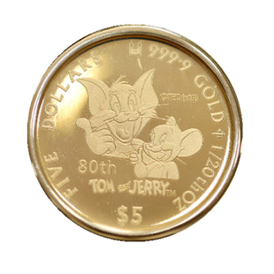 2020日本24K纯黄金1/20猫和老鼠TOM and JERRY纪念金币吊坠项链女